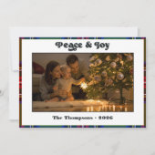 Carte de Noël à carreaux verts classique Peace & J (Devant)