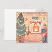 Carte de Noël à cheminée à l'aquarelle (Devant / Derrière)