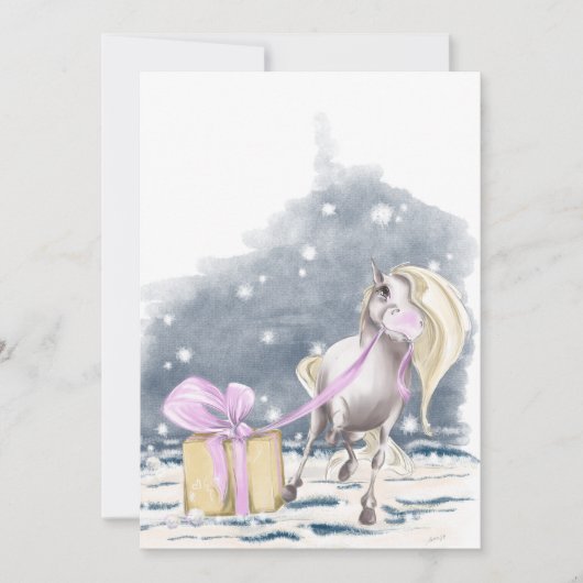 Carte de Noël à cheval et à Noël (Devant)