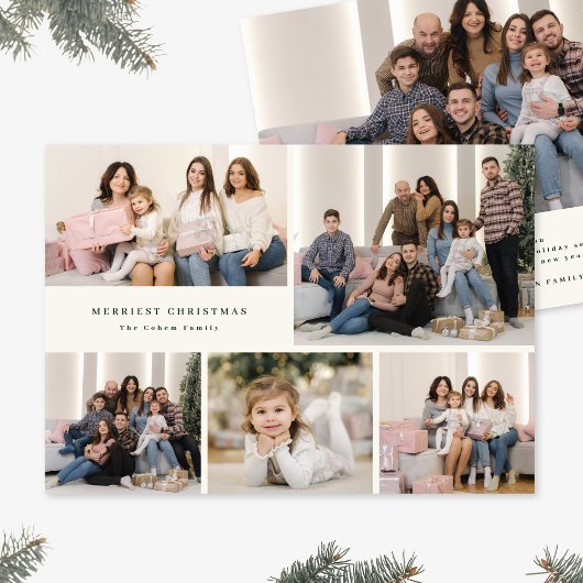 Carte de Noël à cinq photos avec script vert Joyeu