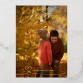 Carte de Noël à cœur 1 Photo Feuille métallisée (Recto)