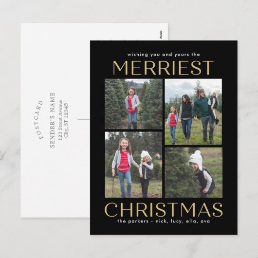 Carte de Noël à collage propre et solide (Devant / Derrière)