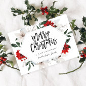 Carte de Noël à fleurs rouges et blanches