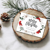Carte de Noël à fleurs rouges et blanches