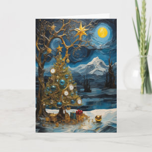 Carte de Noël à horloge étoilée Heure Abstraite