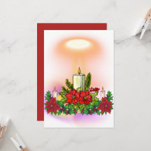 Carte de Noël à la bougie avec Poinsettia