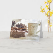 Carte de Noël à la cannelle Pinecone & Café Recett (Fleur jaune)