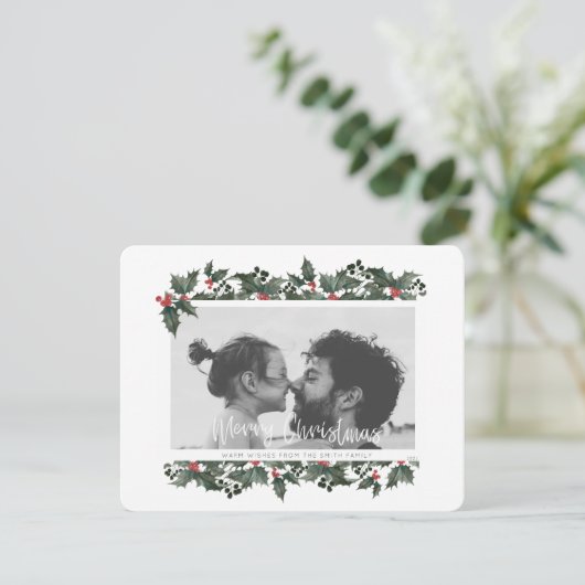 Carte de Noël à la frontière Holly (Debout devant)