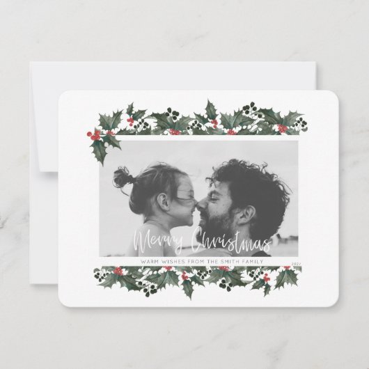 Carte de Noël à la frontière Holly (Devant)