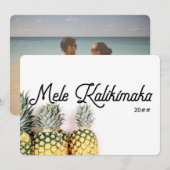 Carte de Noël à l'ananas tropical Mele Kalikimaka (Devant / Derrière)