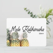 Carte de Noël à l'ananas tropical Mele Kalikimaka (Debout devant)