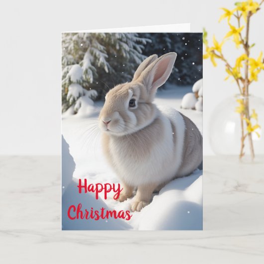 Carte de Noël à lapin mignon (Fleur jaune)