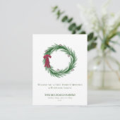 Carte de Noël à l'aquarelle avec pins et pommes de (Debout devant)