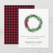 Carte de Noël à l'aquarelle avec pins et pommes de (Devant / Derrière)