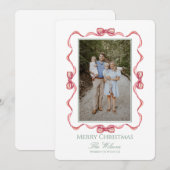 Carte de Noël à l'aquarelle avec ruban (Devant / Derrière)