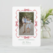 Carte de Noël à l'aquarelle avec ruban (Debout devant)