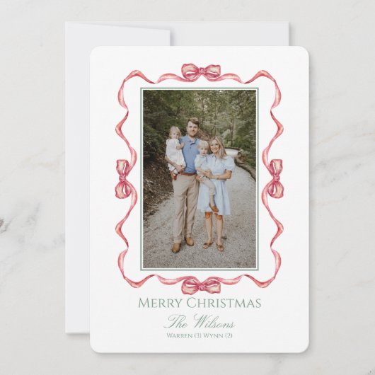 Carte de Noël à l'aquarelle avec ruban (Devant)
