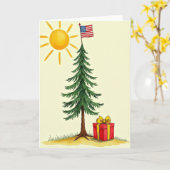 Carte de Noël à l'aquarelle avec un arbre (Fleur jaune)