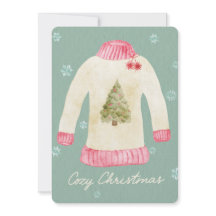 Carte de Noël à l'aquarelle avec un pull confortab