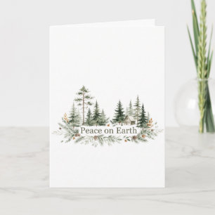 Carte de Noël à l'aquarelle botanique vert sauge