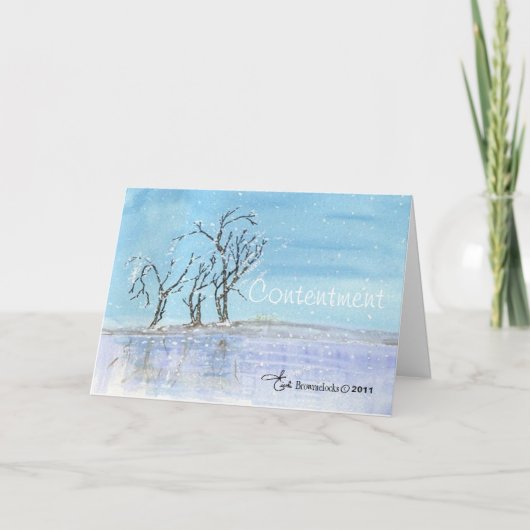 Carte de Noël à l'aquarelle Contentement (Devant)