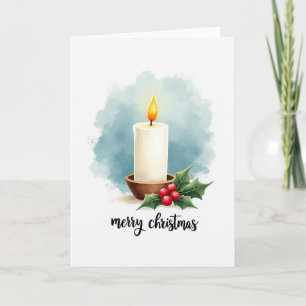 Carte de Noël à l'aquarelle de bougie de Noël