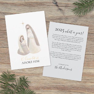 Carte de Noël à l'aquarelle de la Nativité avec le