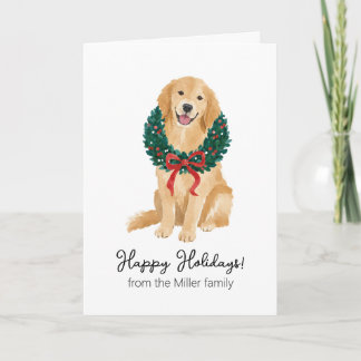 Carte de Noël à l'aquarelle Golden Retriever