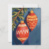 Carte de Noël à l'aquarelle Ornements de Noël (Devant)