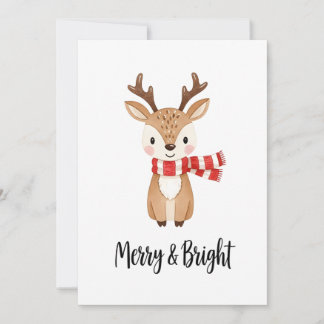 Carte de Noël à l'aquarelle Renne Fantaisiste