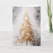 Carte de Noël à l'arbre doré abstrait (Devant)