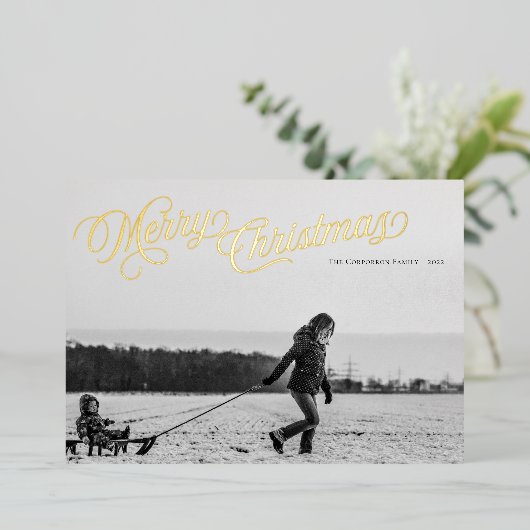 Carte de Noël à l'écriture classique en feuille d' (Debout devant)