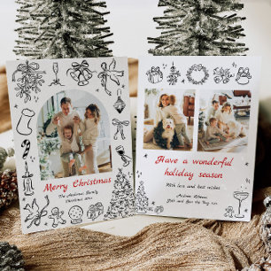 Carte de Noël à main dessinée Photo Doodle Holiday