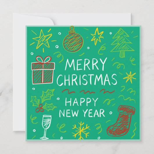 Carte de Noël à main lunaire en vert (Devant)