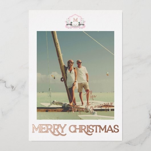 Carte de Noël à monogramme de canard colvert en fe (Recto)