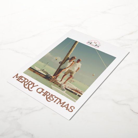 Carte de Noël à monogramme de canard colvert en fe (Rotation)