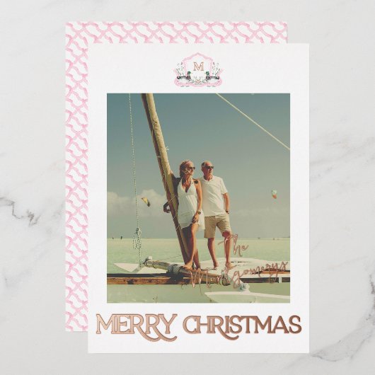 Carte de Noël à monogramme de canard colvert en fe (Recto/Verso)