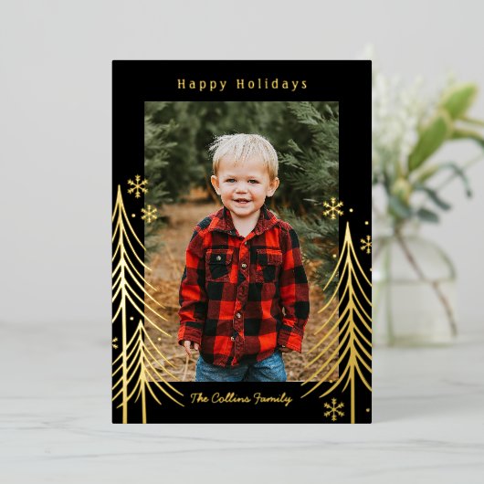 Carte de Noël à motif de scène hivernale avec feui (Debout devant)