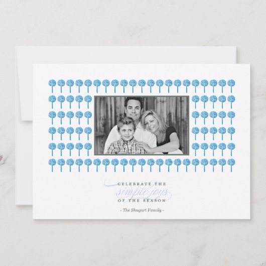 Carte de Noël à motif paon et menthe poivrée (Devant)