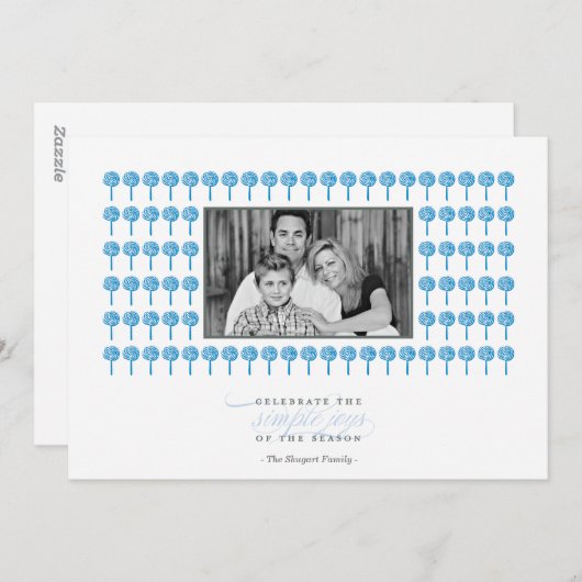 Carte de Noël à motif paon et menthe poivrée (Devant / Derrière)