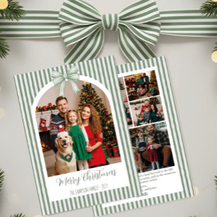 Carte de Noël à photo arquée avec rayures vertes e