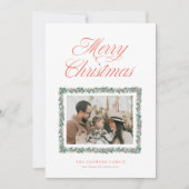 Carte de Noël à photo avec bordure aquarelle de pi (Devant)