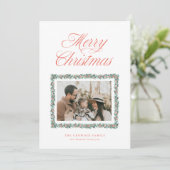 Carte de Noël à photo avec bordure aquarelle de pi (Debout devant)