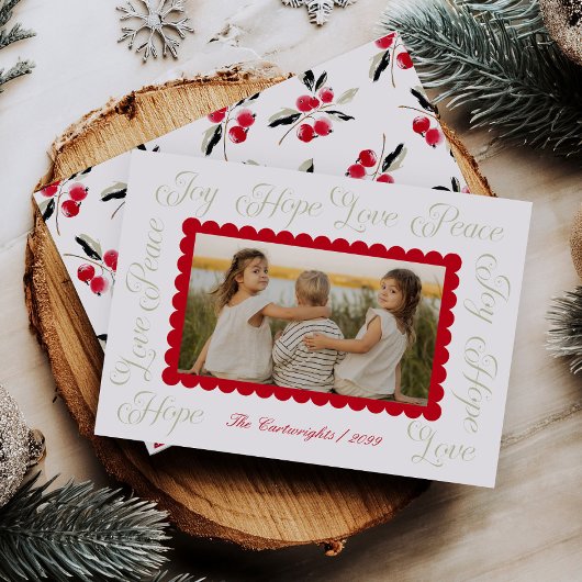 Carte de Noël à photo avec écriture calligraphique