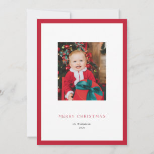Carte de Noël à Photo Cadre Rouge Classique Modern