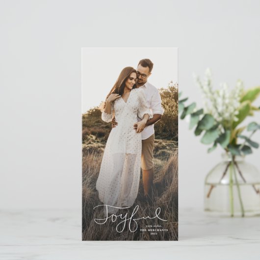 Carte de Noël à photo joyeuse scriptée (Debout devant)