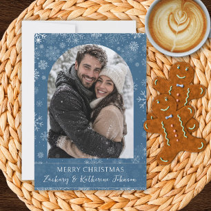 Carte de Noël à photo personnalisée flocons de nei