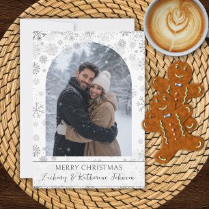 Carte de Noël à photo personnalisée Flocons de nei