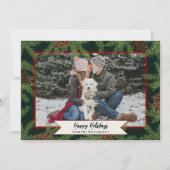 Carte de Noël à photo unique Aquarelle pin en hive (Devant)