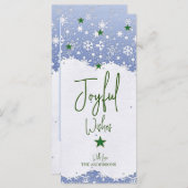 Carte de Noël à plat Bleu/vert forêt Joyeux Vœu (Devant / Derrière)